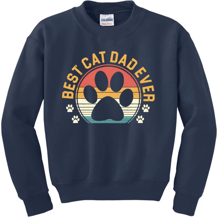 Best Cat Dad Ever Retro Sunset Kids Sweatshirt