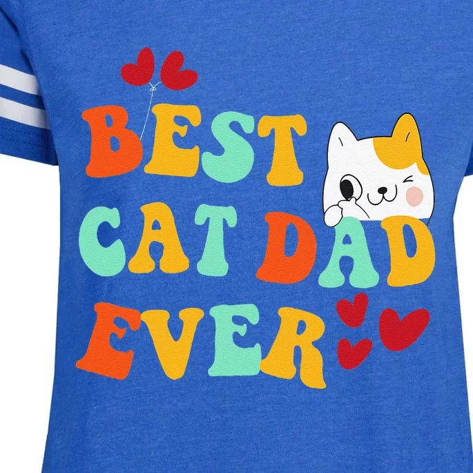 Best Cat Dad Ever Fathers Day Funny Cat Daddy Father Day Enza Ladies Jersey Football T-Shirt