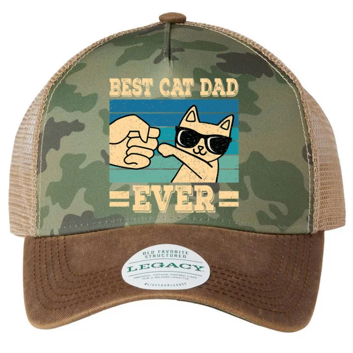 Best Cat Dad Ever Funny Cat Retro Men Legacy Tie Dye Trucker Hat