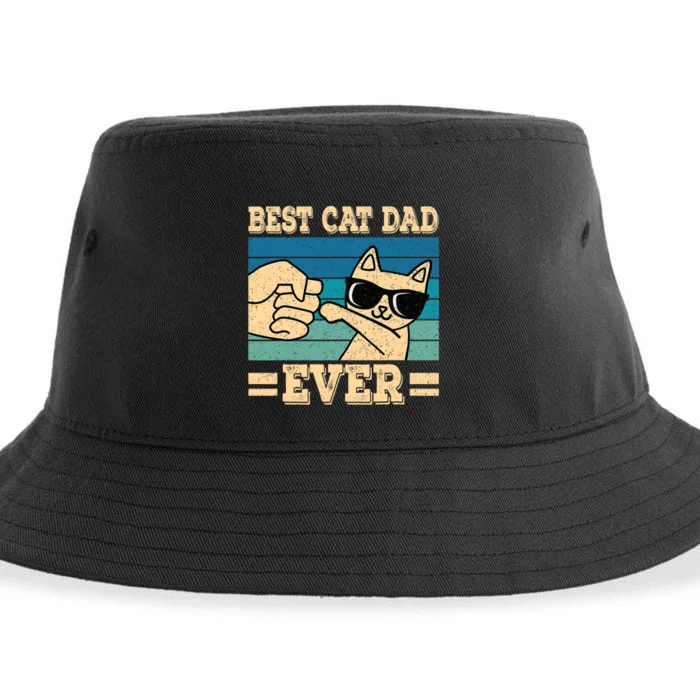 Best Cat Dad Ever Funny Cat Retro Men Sustainable Bucket Hat