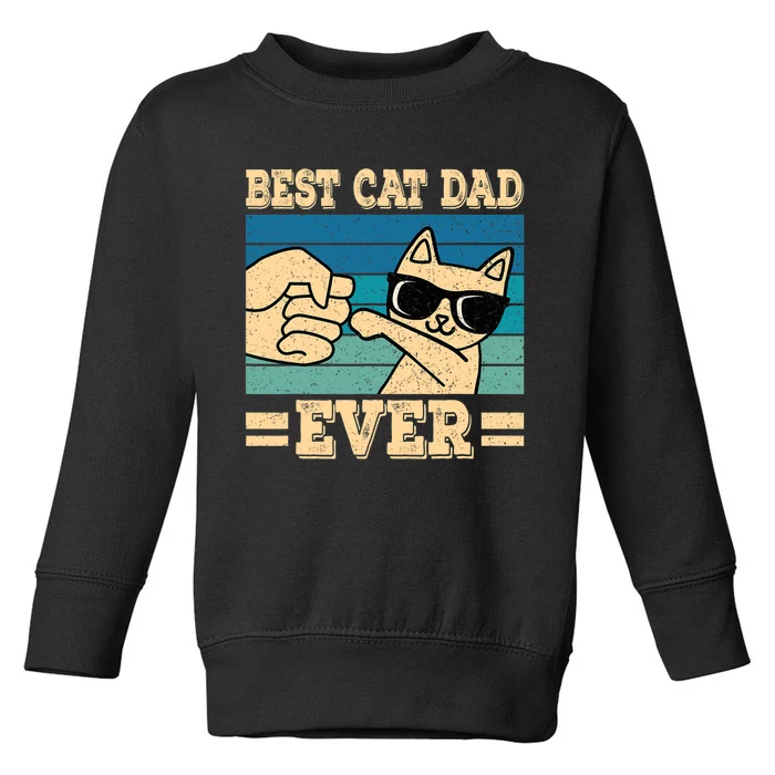 Best Cat Dad Ever Funny Cat Retro Men Toddler Sweatshirt