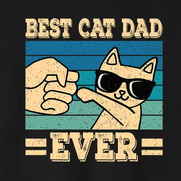 Best Cat Dad Ever Funny Cat Retro Men Women's Crop Top Tee