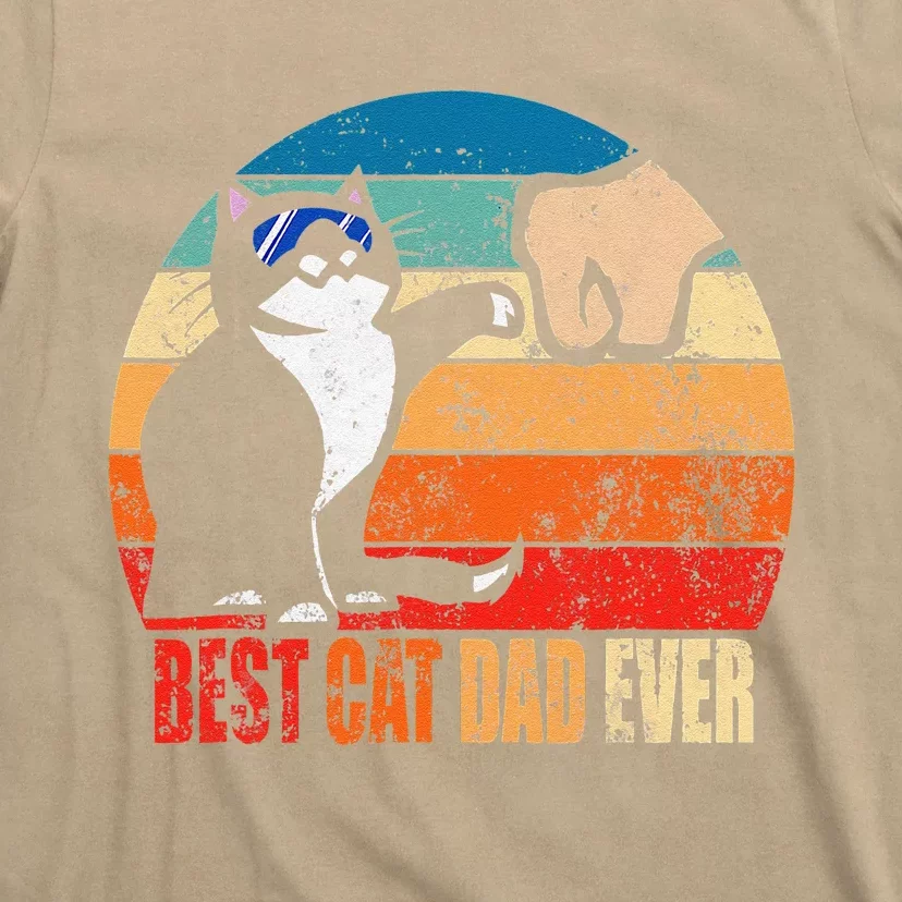 Best Cat Dad Ever Vintage Retro Cat Dad Father Day T-Shirt