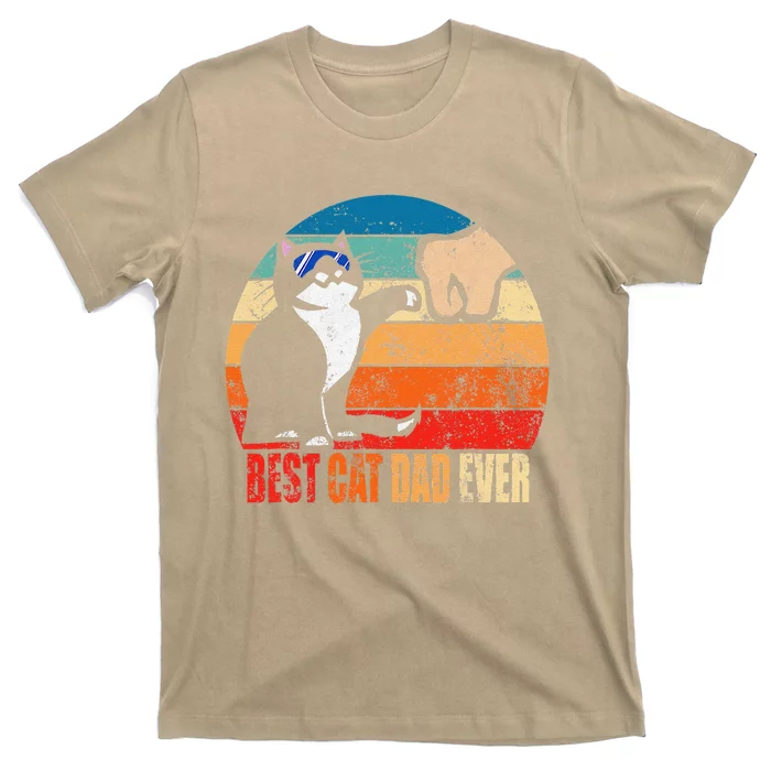 Best Cat Dad Ever Vintage Retro Cat Dad Father Day T-Shirt