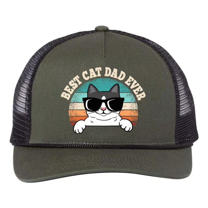 Best Cat Dad Ever Cat Lover Cat Owner Retro Rope Trucker Hat Cap