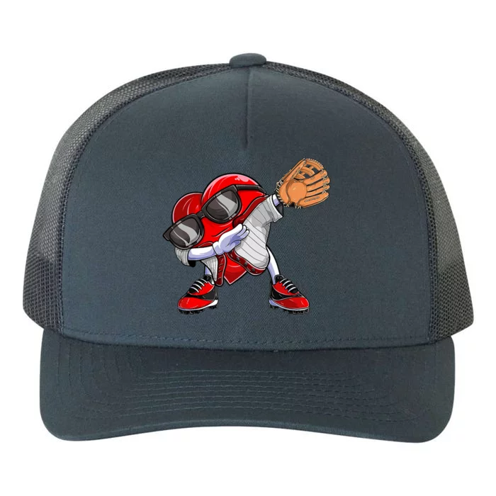 Baseball Catcher Dabbing Heart Valentines Day Yupoong Adult 5-Panel Trucker Hat