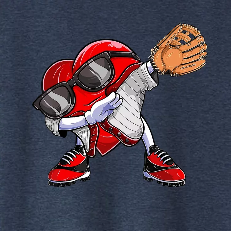 Baseball Catcher Dabbing Heart Valentines Day Women's Crop Top Tee