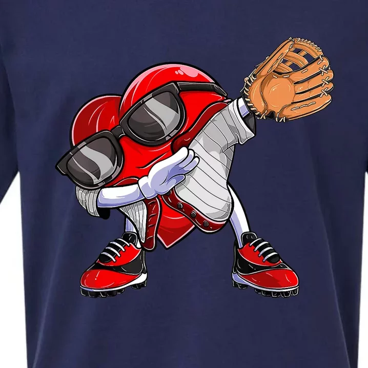 Baseball Catcher Dabbing Heart Valentines Day Sueded Cloud Jersey T-Shirt