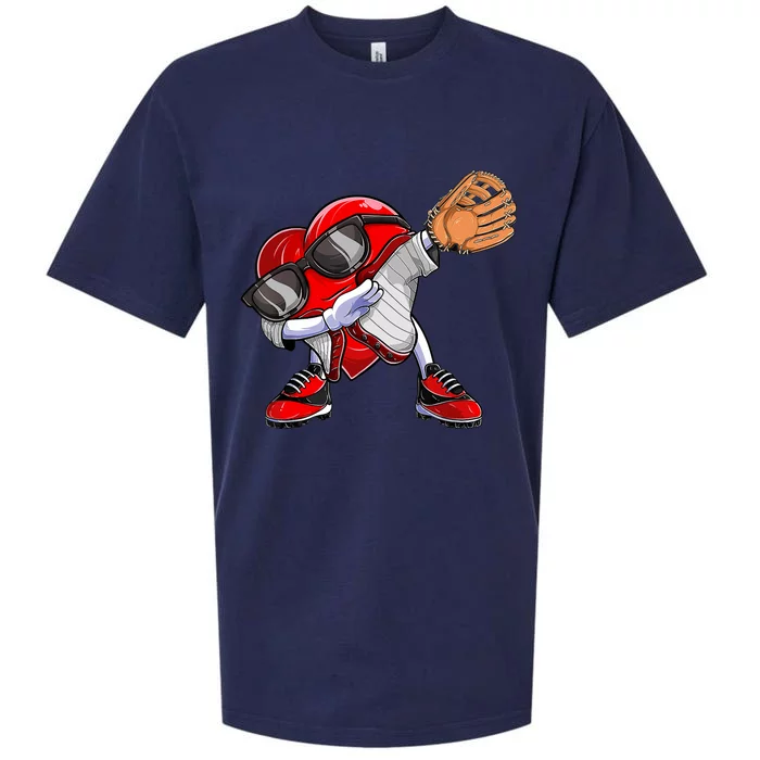 Baseball Catcher Dabbing Heart Valentines Day Sueded Cloud Jersey T-Shirt