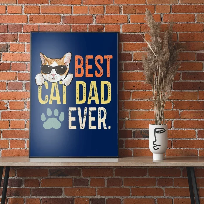 Best Cat Dad Ever Funny Retro Cat Lover Fathers Day Poster