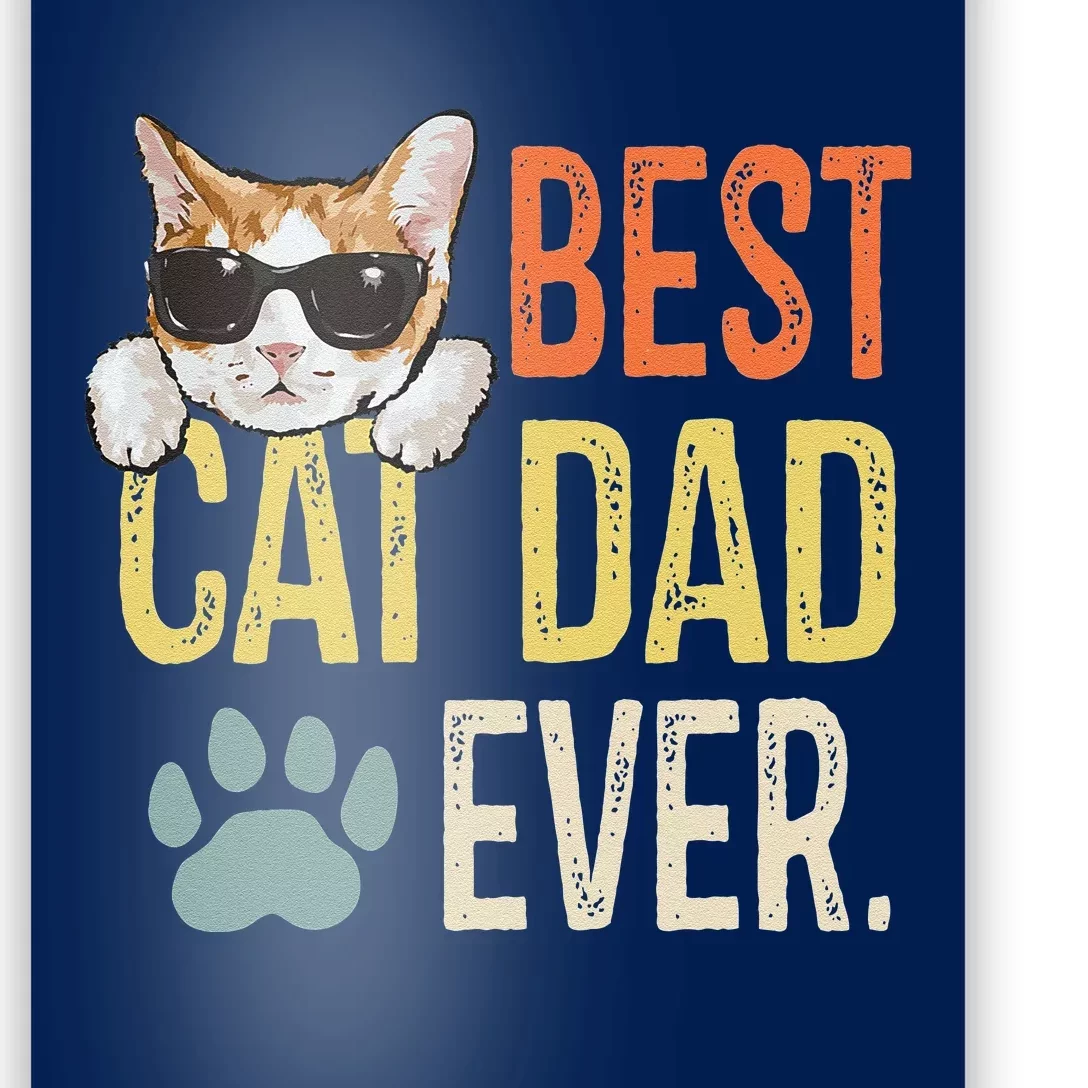 Best Cat Dad Ever Funny Retro Cat Lover Fathers Day Poster