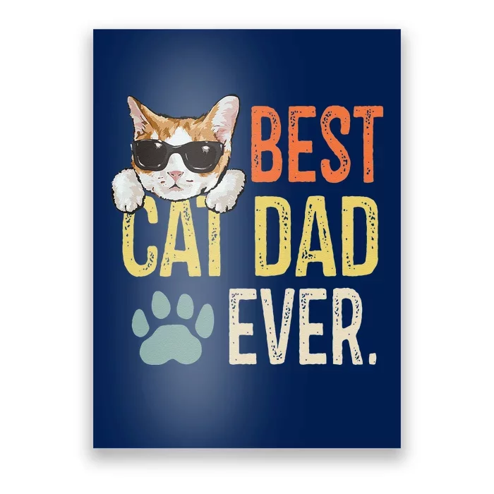 Best Cat Dad Ever Funny Retro Cat Lover Fathers Day Poster