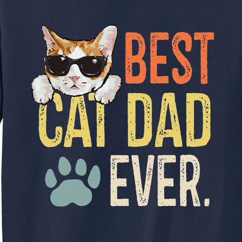 Best Cat Dad Ever Funny Retro Cat Lover Fathers Day Tall Sweatshirt