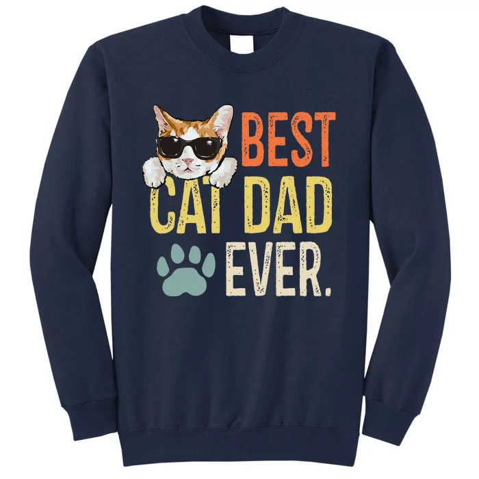 Best Cat Dad Ever Funny Retro Cat Lover Fathers Day Tall Sweatshirt