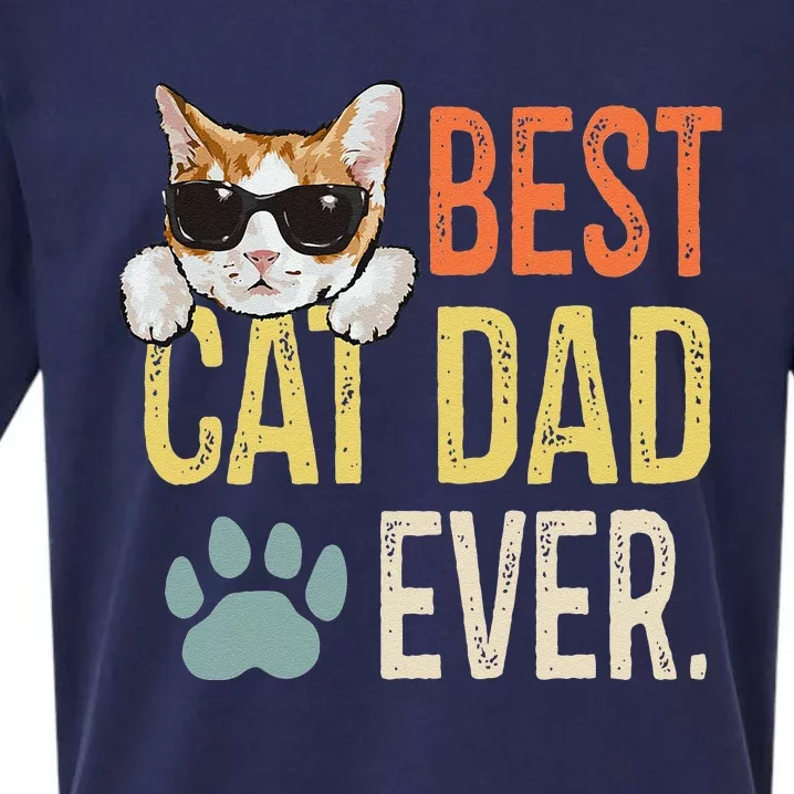 Best Cat Dad Ever Funny Retro Cat Lover Fathers Day Sueded Cloud Jersey T-Shirt