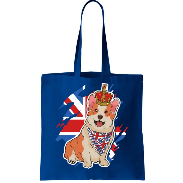 British Corgi Dog Crown Union Jack Queens Platinum Jubilee Great Gift Tote Bag