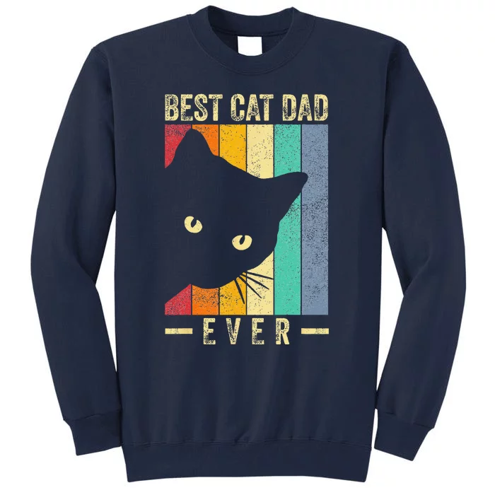 Best Cat Dad Ever Retro Vintage Cat Daddy Gifts Fathers Day Tall Sweatshirt