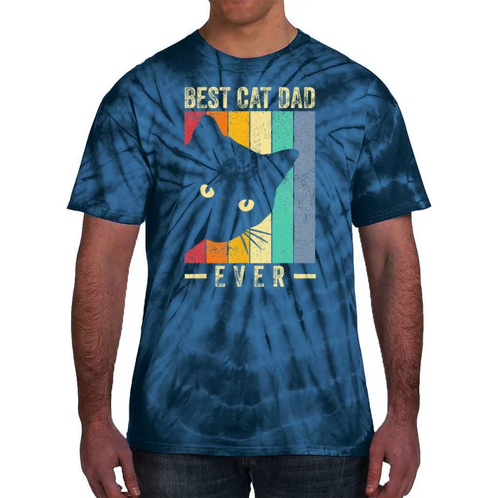 Best Cat Dad Ever Retro Vintage Cat Daddy Gifts Fathers Day Tie-Dye T-Shirt