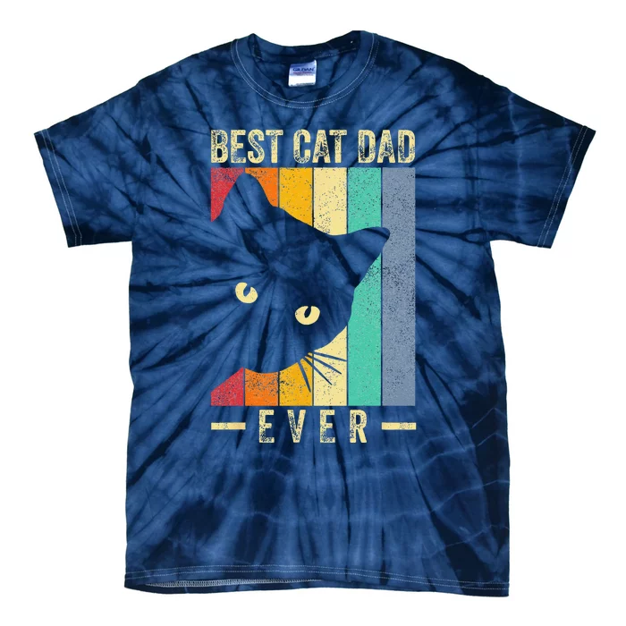 Best Cat Dad Ever Retro Vintage Cat Daddy Gifts Fathers Day Tie-Dye T-Shirt