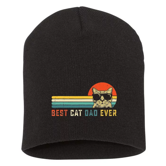 Best Cat Dad Ever FatherS Day Gift Cat Daddy Short Acrylic Beanie