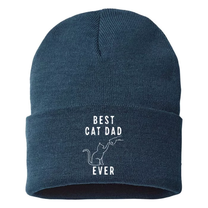 Best Cat Dad Ever Cat Daddy Paw Fist Bump Meow Cat Sustainable Knit Beanie