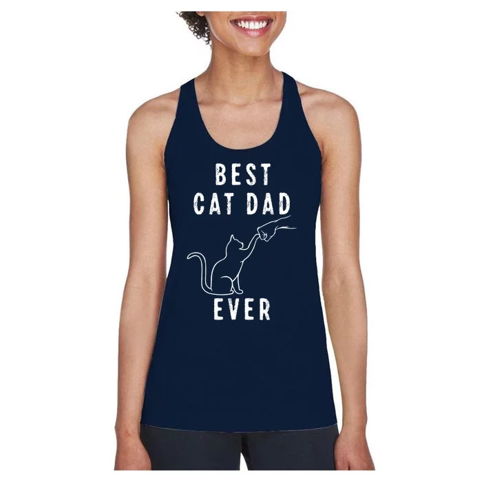 Best Cat Dad Ever Cat Daddy Paw Fist Bump Meow Cat Women's Racerback Tank