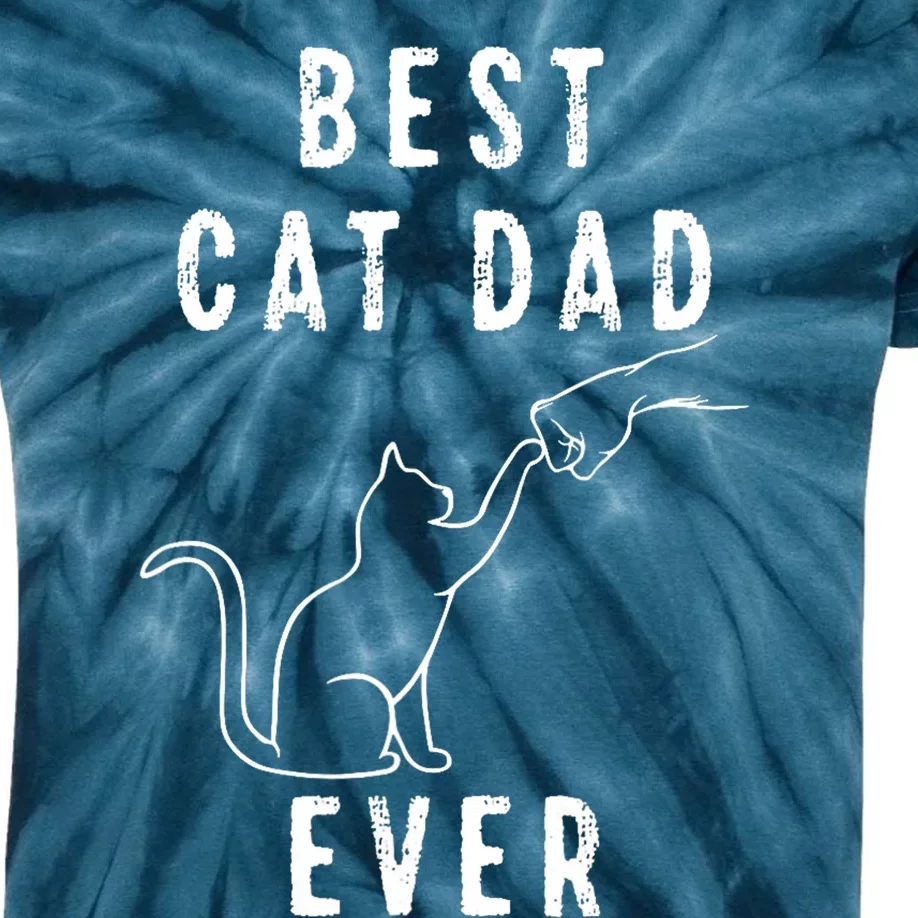 Best Cat Dad Ever Cat Daddy Paw Fist Bump Meow Cat Kids Tie-Dye T-Shirt