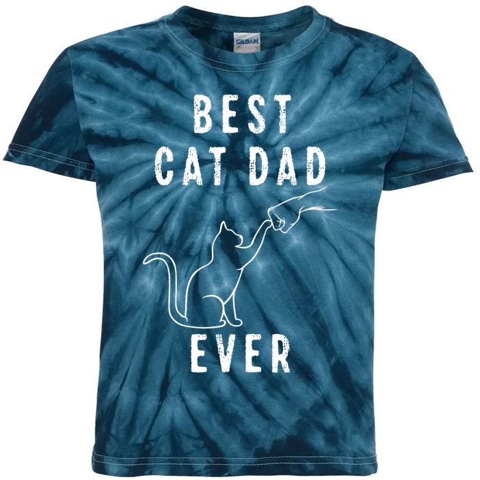 Best Cat Dad Ever Cat Daddy Paw Fist Bump Meow Cat Kids Tie-Dye T-Shirt