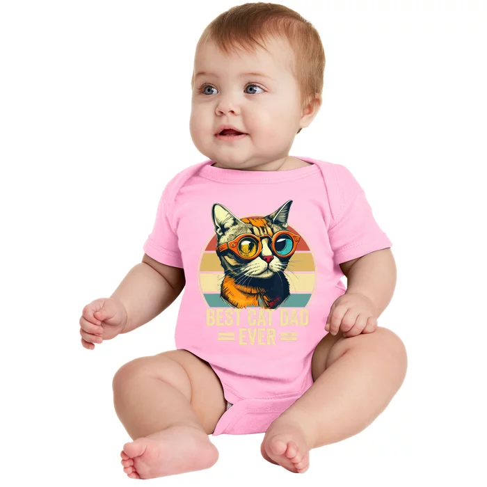 Best Cat Dad Ever Vintage Funny Cat Dad Fathers Day Baby Bodysuit