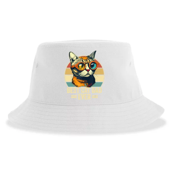 Best Cat Dad Ever Vintage Funny Cat Dad Fathers Day Sustainable Bucket Hat