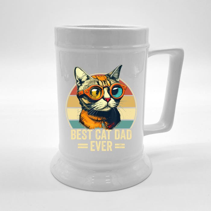 Best Cat Dad Ever Vintage Funny Cat Dad Fathers Day Front & Back Beer Stein