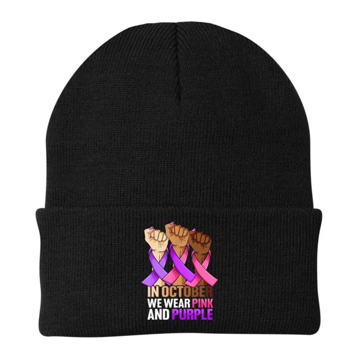 Breast Cancer Domestic Violence Awareness Purple Knit Cap Winter Beanie