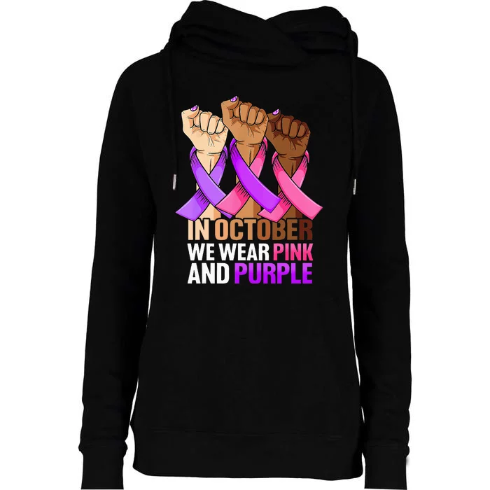 Breast Cancer Domestic Violence Awareness Purple Womens Funnel Neck Pullover Hood