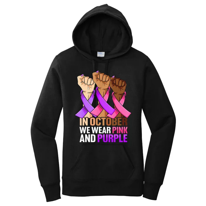 Breast Cancer Domestic Violence Awareness Purple Women's Pullover Hoodie