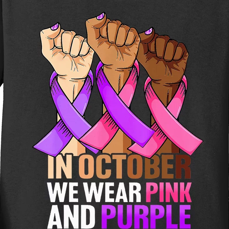 Breast Cancer Domestic Violence Awareness Purple Kids Long Sleeve Shirt