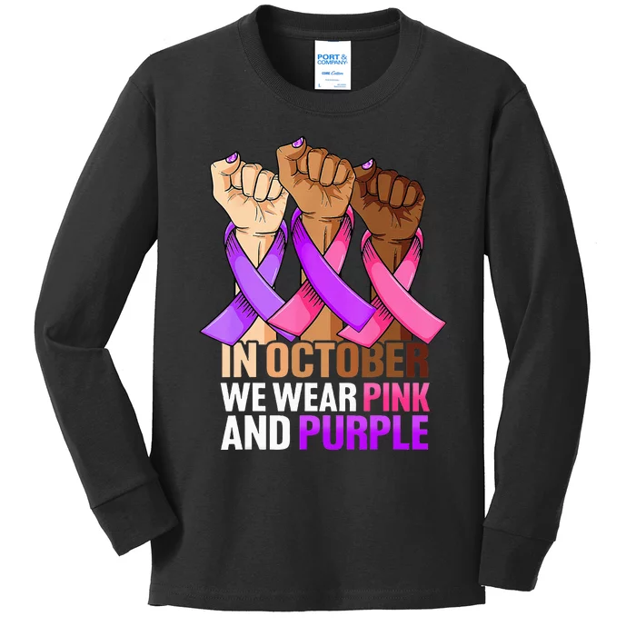 Breast Cancer Domestic Violence Awareness Purple Kids Long Sleeve Shirt