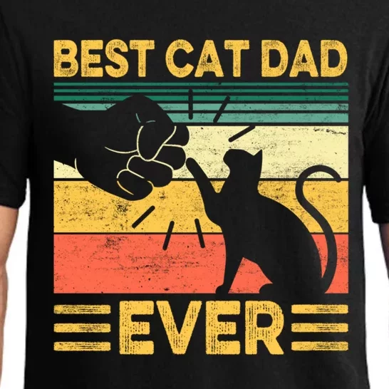 Best Cat Dad Ever Retro Daddy Cat Paw Fist Bump Fathers Day Gift Pajama Set