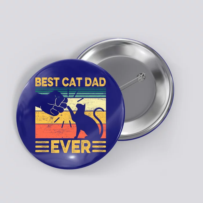 Best Cat Dad Ever Retro Daddy Cat Paw Fist Bump Fathers Day Gift Button