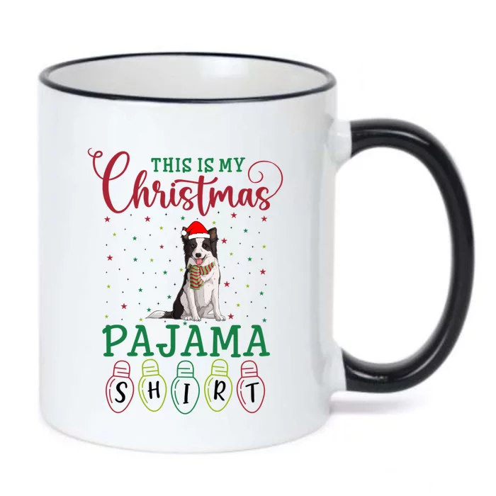 Border Collie Dog Xmas Light This Is My Christmas Pajama Gift Black Color Changing Mug