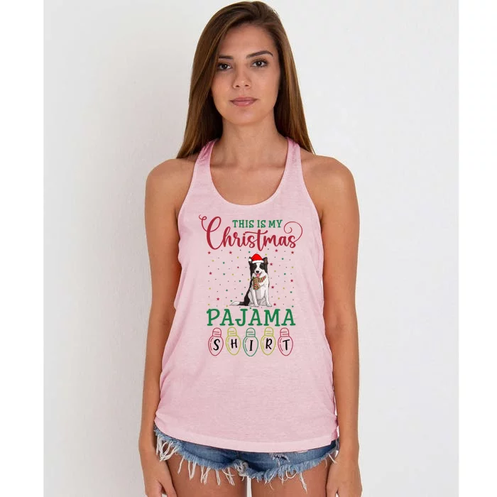 Border Collie Dog Xmas Light This Is My Christmas Pajama Gift Women's Knotted Racerback Tank