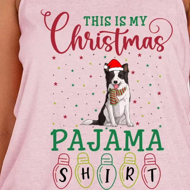 Border Collie Dog Xmas Light This Is My Christmas Pajama Gift Women's Knotted Racerback Tank