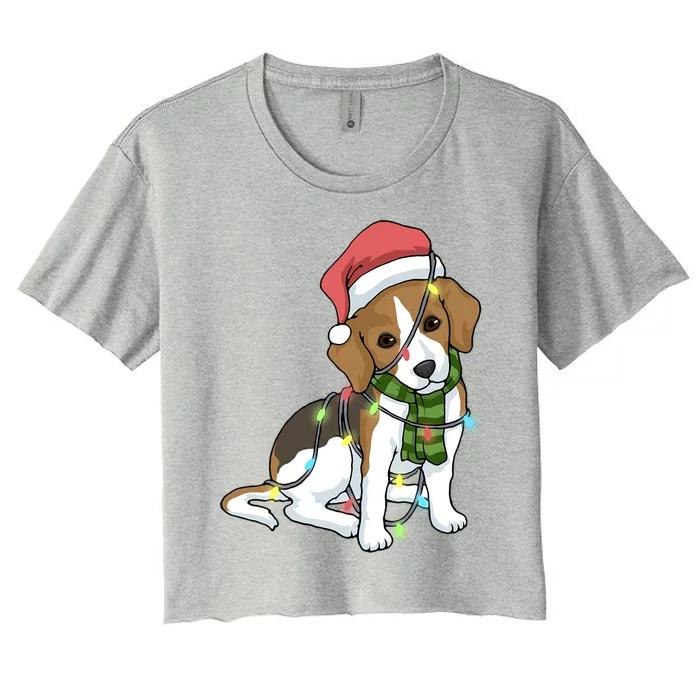 Beagle Christmas Decoration Gift Women's Crop Top Tee