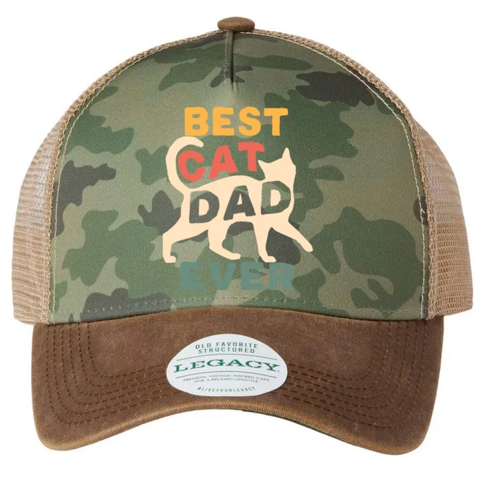 Best Cat Dad Ever Retro Vintage Cat Dad Gift Legacy Tie Dye Trucker Hat