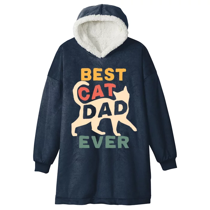 Best Cat Dad Ever Retro Vintage Cat Dad Gift Hooded Wearable Blanket