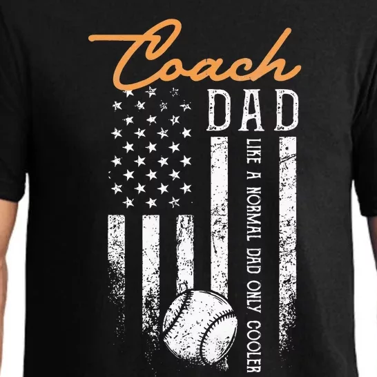 Baseball Coach Dad Like A Normal Dad Only Cooler USA Flag Pajama Set