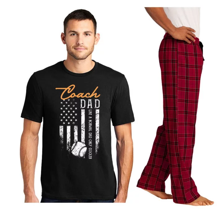 Baseball Coach Dad Like A Normal Dad Only Cooler USA Flag Pajama Set