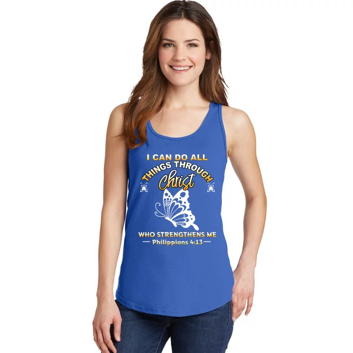 Butterfly Can Do All Things Through Christ Who Strengthens Cute Gift Ladies Essential Tank