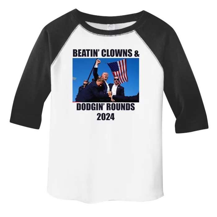 Beatin Clowns & Dodgin Rounds Donald Trump 2024 Fighting Toddler Fine Jersey T-Shirt