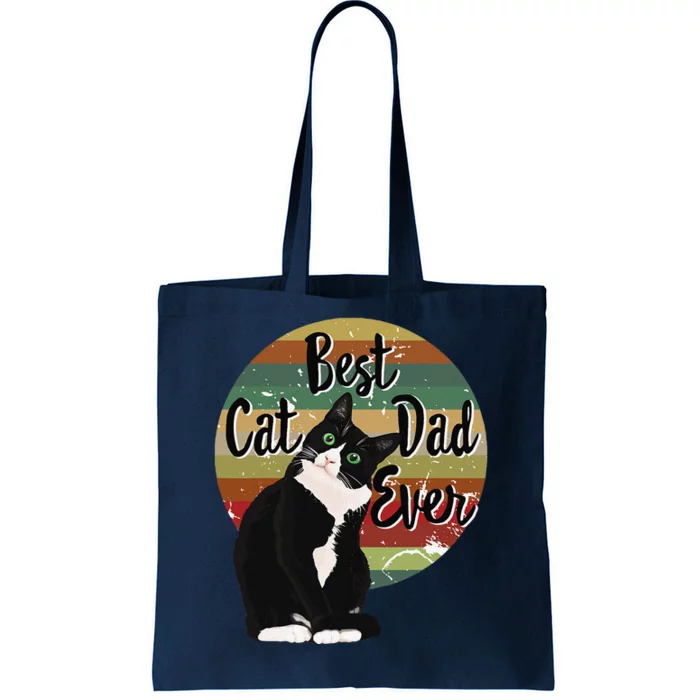 Best Cat Dad Ever Tuxedo Fathers Day Gift Funny Retro Tote Bag