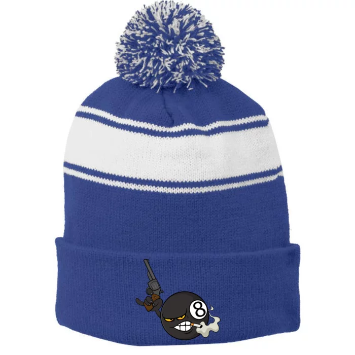 Billiard Cartoon Drawing Ball Pool Players Gift Meaningful Gift Stripe Pom Pom Beanie